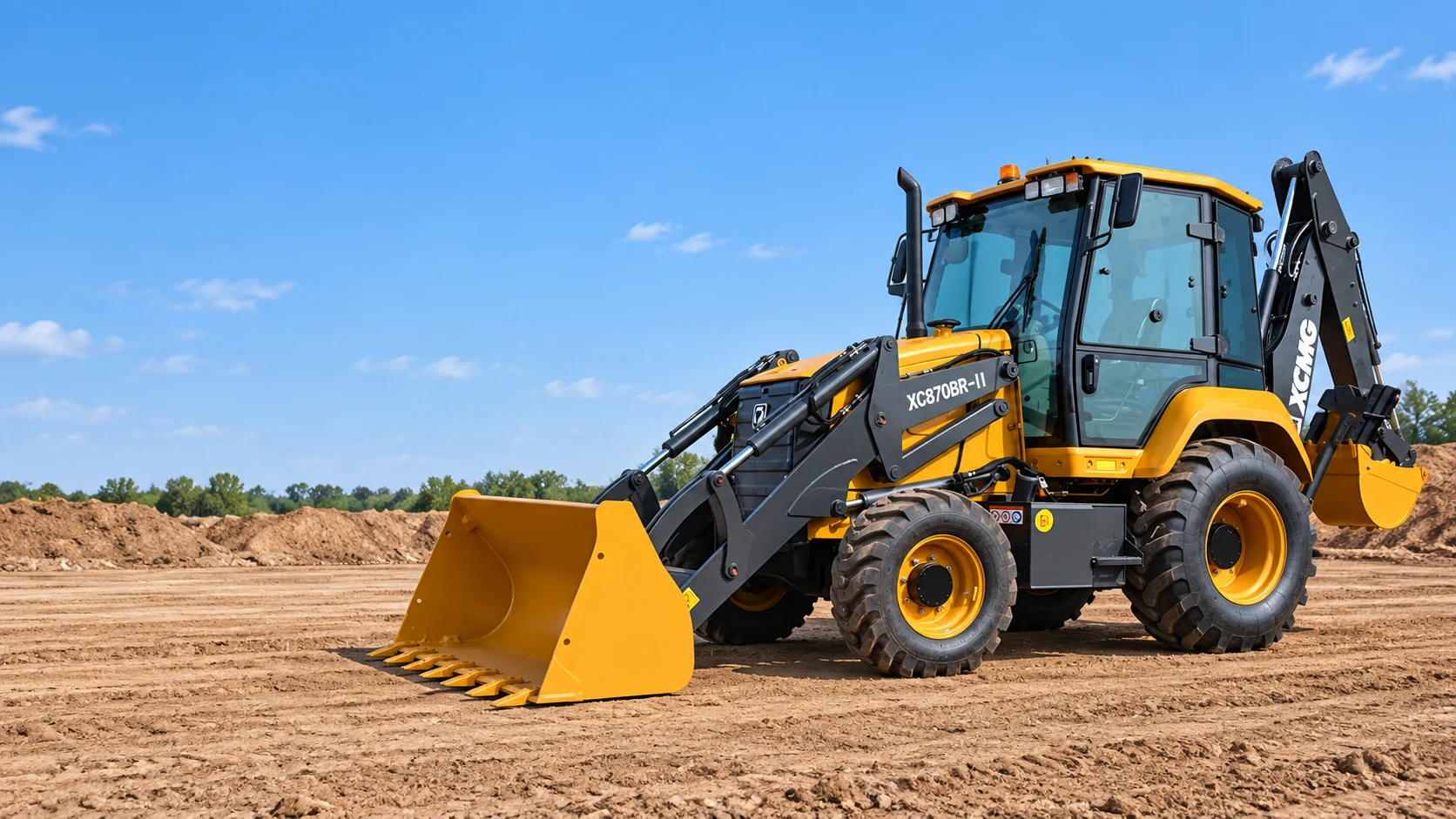 XC870BR-II XCMG em cenário de obra — composição ilustrativa